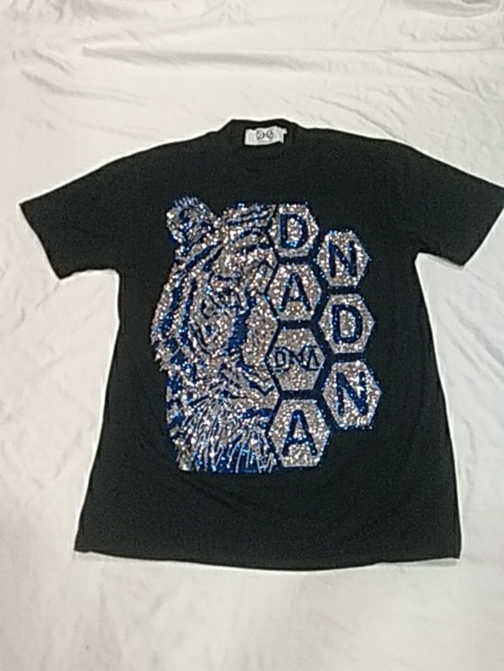 Men’s Black T-Shirt with Blue & Silver Tiger Graphic